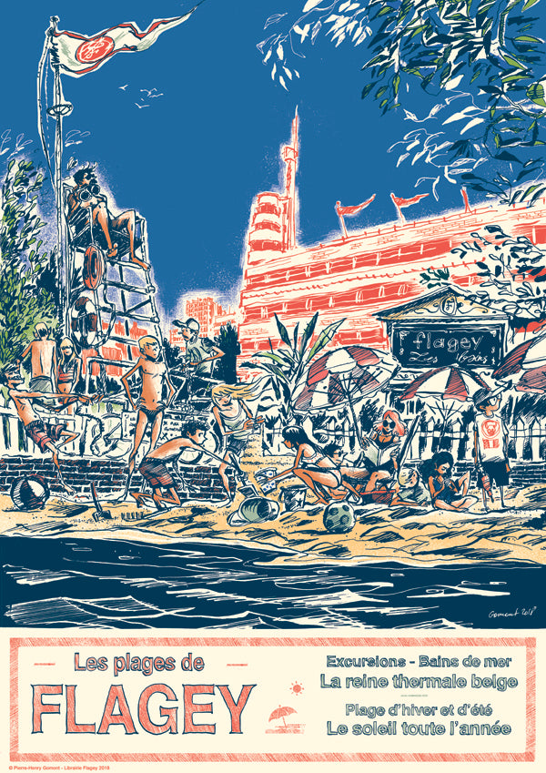 Affiche Pierre-Henry Gomont - Les plages de Flagey